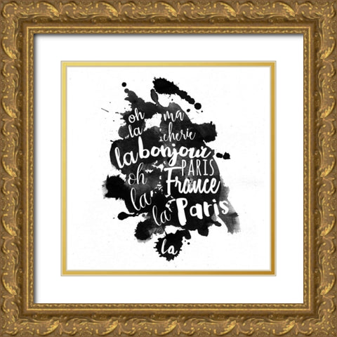 Paris Ink Gold Ornate Wood Framed Art Print with Double Matting by Matic,Jelena