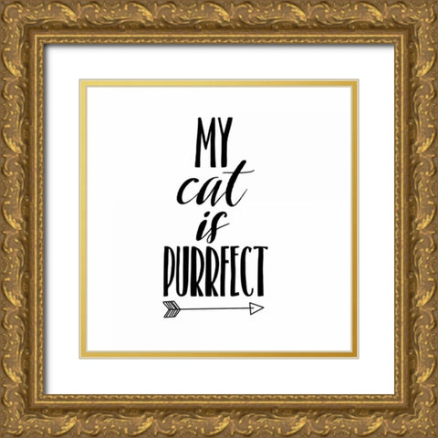 My Cat Gold Ornate Wood Framed Art Print with Double Matting by Matic,Jelena