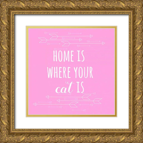 Home Cat Gold Ornate Wood Framed Art Print with Double Matting by Matic,Jelena
