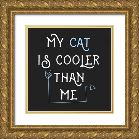 Cooler Cat Gold Ornate Wood Framed Art Print with Double Matting by Matic,Jelena