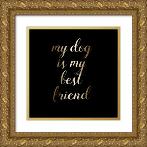 Best Friend Dog Gold Ornate Wood Framed Art Print with Double Matting by Matic,Jelena