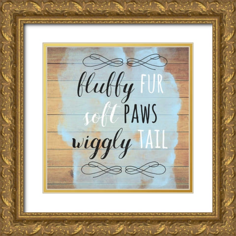 Fur Paws Tail Wood Sign Gold Ornate Wood Framed Art Print with Double Matting by Matic,Jelena