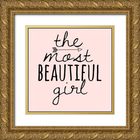 Beautiful Girl Gold Ornate Wood Framed Art Print with Double Matting by Matic,Jelena