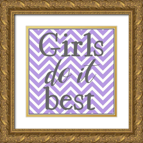 Girls Do It Best Gold Ornate Wood Framed Art Print with Double Matting by Matic,Jelena