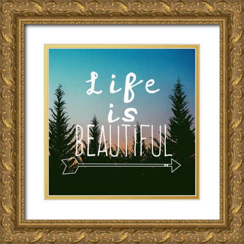Insta Life Is Beautiful Gold Ornate Wood Framed Art Print with Double Matting by Matic,Jelena