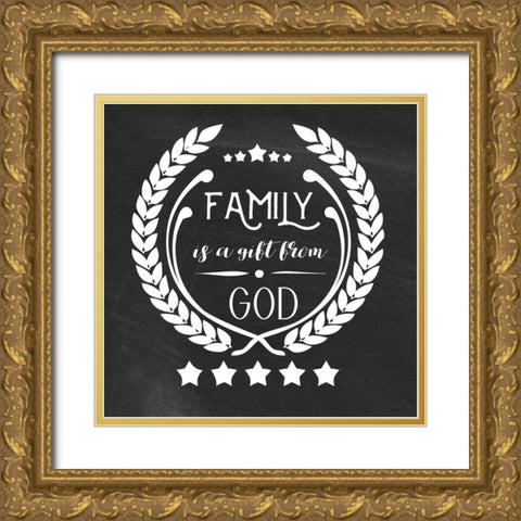 Family Christmas Gold Ornate Wood Framed Art Print with Double Matting by Matic, Jelena