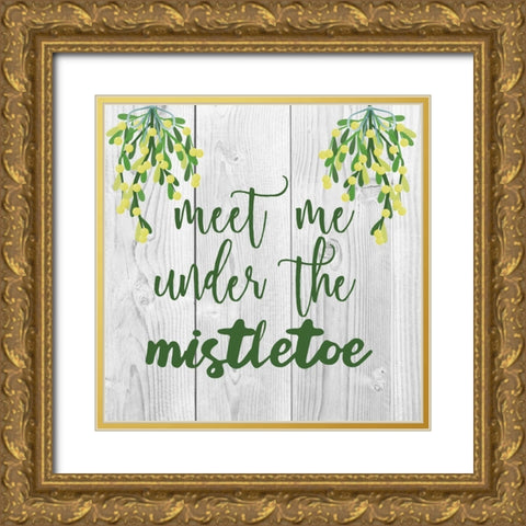 Green Mistletoe Gold Ornate Wood Framed Art Print with Double Matting by Matic, Jelena