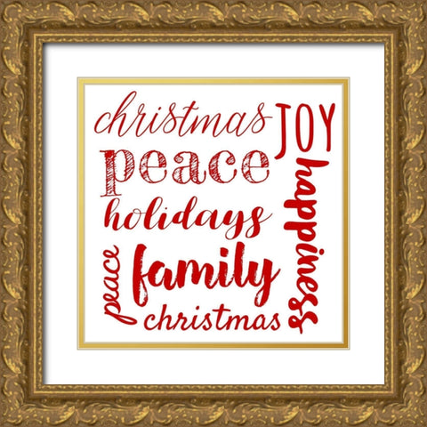 Peace Gold Ornate Wood Framed Art Print with Double Matting by Matic, Jelena