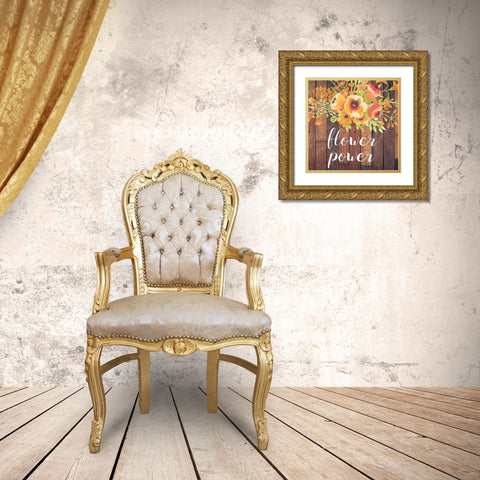 Flower Gold Ornate Wood Framed Art Print with Double Matting by Matic, Jelena