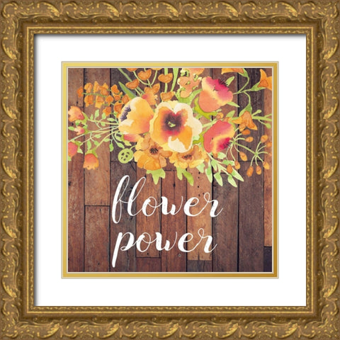 Flower Gold Ornate Wood Framed Art Print with Double Matting by Matic, Jelena
