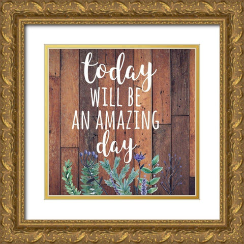 Today Gold Ornate Wood Framed Art Print with Double Matting by Matic, Jelena