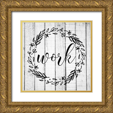 Work Gold Ornate Wood Framed Art Print with Double Matting by Matic, Jelena