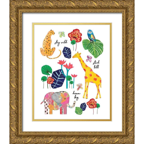 Jungle Map Gold Ornate Wood Framed Art Print with Double Matting by McCully, Jennifer