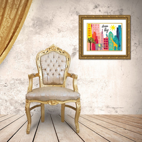 Dream Big Animals in the City Gold Ornate Wood Framed Art Print with Double Matting by McCully, Jennifer
