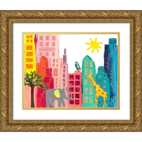 Animals in the City Gold Ornate Wood Framed Art Print with Double Matting by McCully, Jennifer