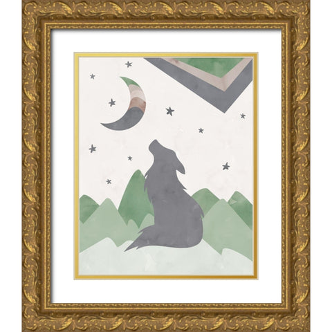 BlackWolf_Print Gold Ornate Wood Framed Art Print with Double Matting by McCully, Jennifer