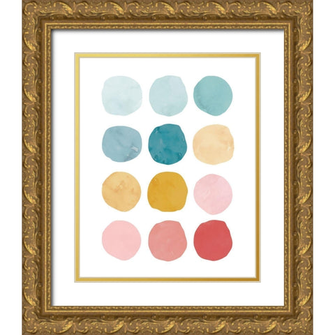 WatercolorDots_BrighterPalette Gold Ornate Wood Framed Art Print with Double Matting by McCully, Jennifer