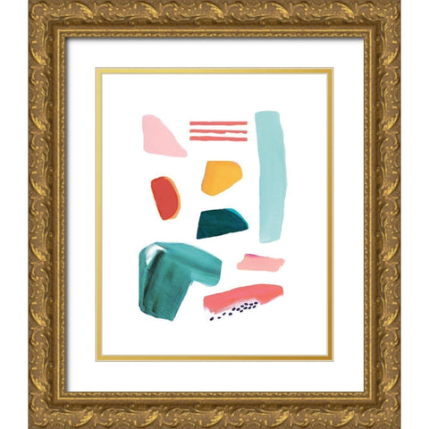 Organic Shapes Collage Gold Ornate Wood Framed Art Print with Double Matting by McCully, Jennifer