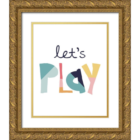 Lets Play Muted Gold Ornate Wood Framed Art Print with Double Matting by McCully, Jennifer