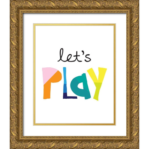 Lets Play Bright Gold Ornate Wood Framed Art Print with Double Matting by McCully, Jennifer