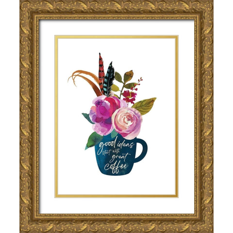 Good Ideas Great Coffee Gold Ornate Wood Framed Art Print with Double Matting by McCully, Jennifer