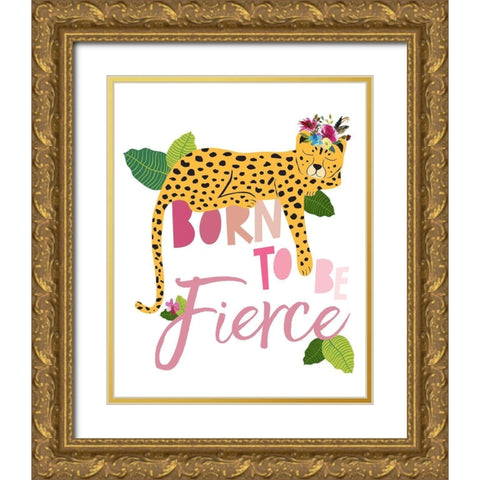 Born Fierce Cheetah 2 Gold Ornate Wood Framed Art Print with Double Matting by McCully, Jennifer