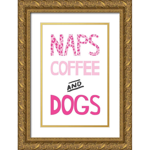 Naps Coffee Dogs 2 Gold Ornate Wood Framed Art Print with Double Matting by McCully, Jennifer