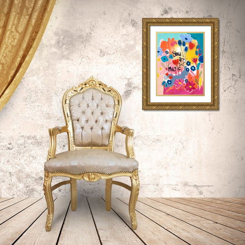 You Are The Magic Floral Gold Ornate Wood Framed Art Print with Double Matting by McCully, Jennifer
