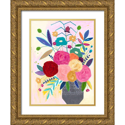 Cotton Candy Floral Gold Ornate Wood Framed Art Print with Double Matting by McCully, Jennifer