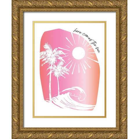 Here Comes The Sun Pinks Gold Ornate Wood Framed Art Print with Double Matting by McCully, Jennifer