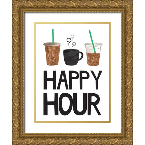 Happy Hour Gold Ornate Wood Framed Art Print with Double Matting by McCully, Jennifer