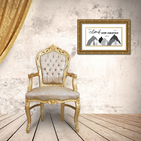 Climb Every Mountain Gold Ornate Wood Framed Art Print with Double Matting by McCully, Jennifer