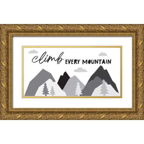 Climb Every Mountain Gold Ornate Wood Framed Art Print with Double Matting by McCully, Jennifer