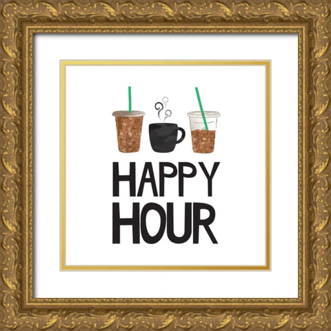 Happy Hour Gold Ornate Wood Framed Art Print with Double Matting by McCully, Jennifer