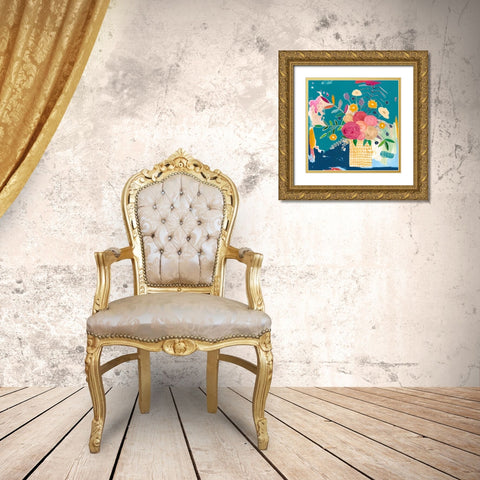 Tammys Bouquet Gold Ornate Wood Framed Art Print with Double Matting by McCully, Jennifer