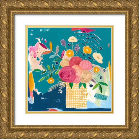 Tammys Bouquet Gold Ornate Wood Framed Art Print with Double Matting by McCully, Jennifer