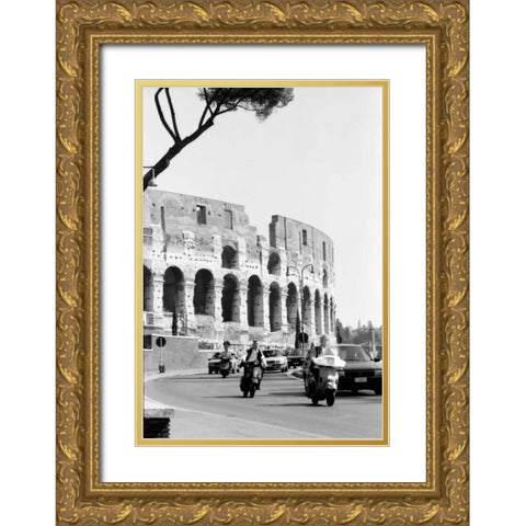 Colessium With Moped Rome Gold Ornate Wood Framed Art Print with Double Matting by Grey, Jace