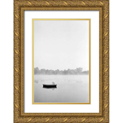 Pretty Lake WI Gold Ornate Wood Framed Art Print with Double Matting by Grey, Jace