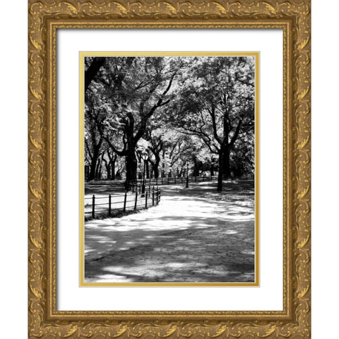 Central Park Walk 2 Gold Ornate Wood Framed Art Print with Double Matting by Pica, Jeff