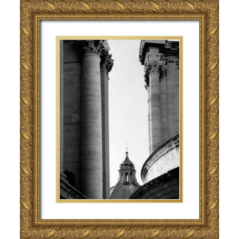 Vatican Dome and Column Gold Ornate Wood Framed Art Print with Double Matting by Grey, Jace