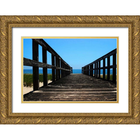 Beach 0764 Gold Ornate Wood Framed Art Print with Double Matting by Pica, Jeff