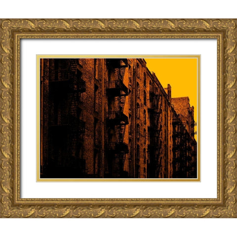 Fire Escapes Gold Ornate Wood Framed Art Print with Double Matting by Pica, Jeff