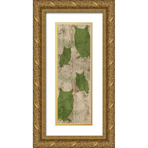 Owls and Branches Gold Ornate Wood Framed Art Print with Double Matting by Allen, Kimberly