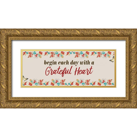 Begin Each Day Gold Ornate Wood Framed Art Print with Double Matting by Allen, Kimberly