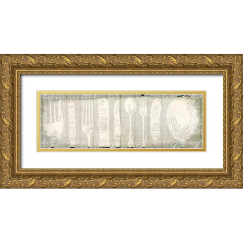 Antique Cutlery Gold Ornate Wood Framed Art Print with Double Matting by Allen, Kimberly