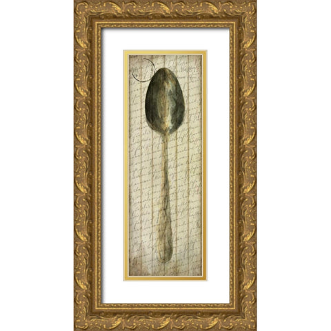 Antique Spoon Gold Ornate Wood Framed Art Print with Double Matting by Allen, Kimberly
