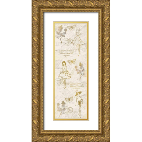 Fashion Postcard Gold Ornate Wood Framed Art Print with Double Matting by Allen, Kimberly