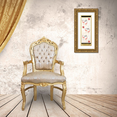 Flamingo Love Gold Ornate Wood Framed Art Print with Double Matting by Allen, Kimberly