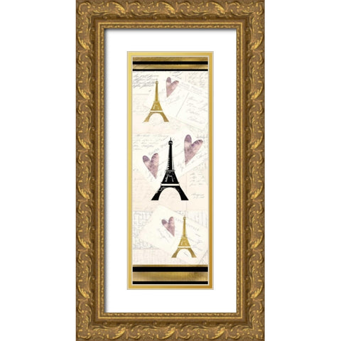 Paris Love Gold Ornate Wood Framed Art Print with Double Matting by Allen, Kimberly