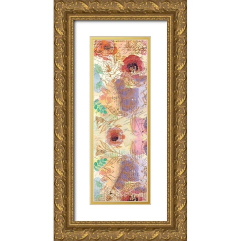 Carte Postale Roses Gold Ornate Wood Framed Art Print with Double Matting by Allen, Kimberly